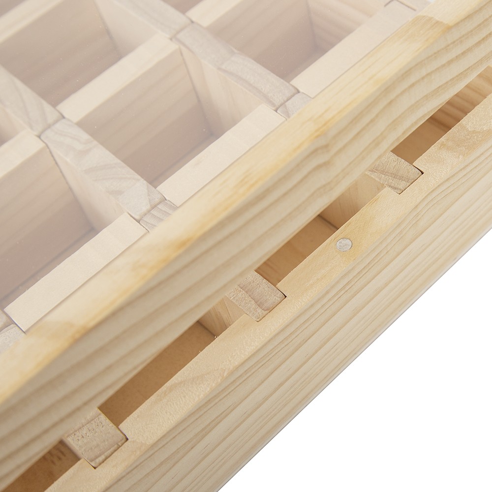 30-Grid Wooden Display Box for Crystals Rocks Minerals Collectibles Adjustable