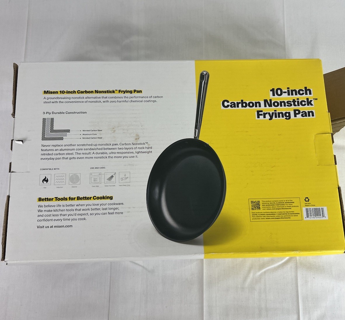 Misen Carbon Nonstick 10 inch Frying Pan Nitrided Tri-Ply Carbon Steel BRAND NEW