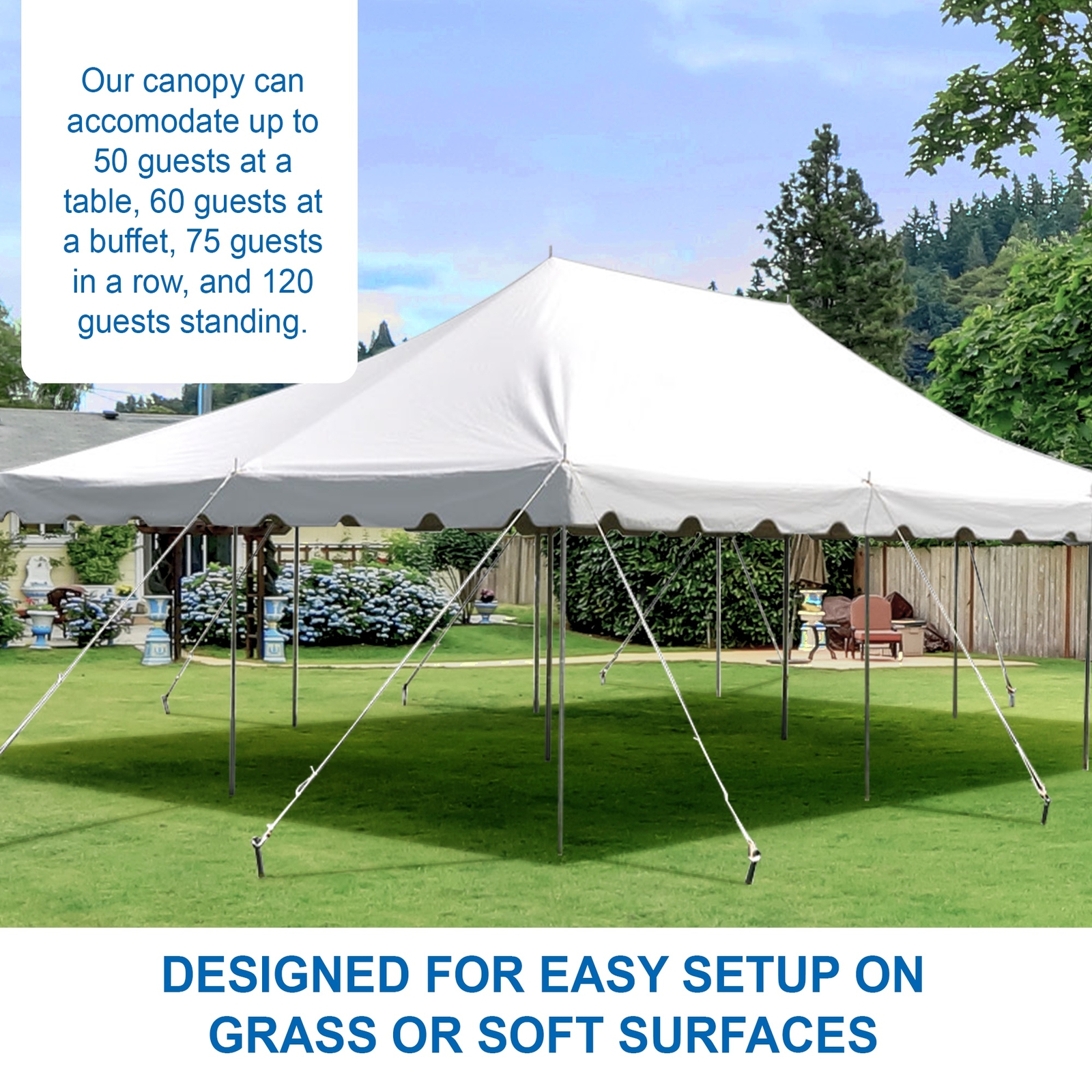 Weekender Pole Tent 20x30 White Canopy Event Wedding Party Backyard Gazebo