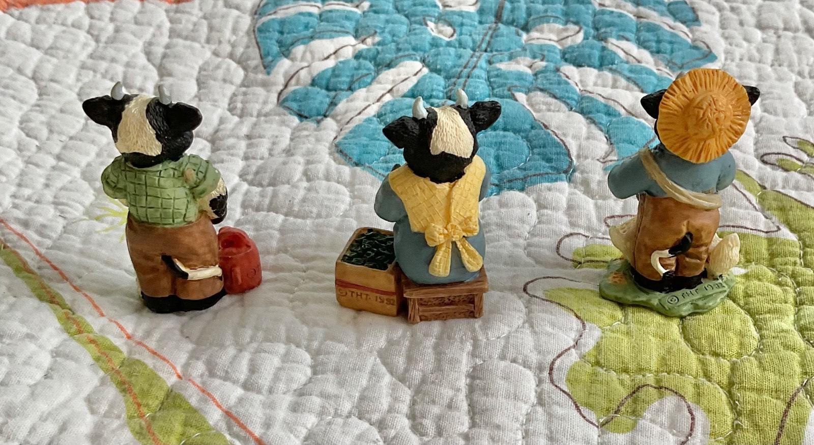 Lot of 9 Random Resin Cow Figurines, 1-3.5"!