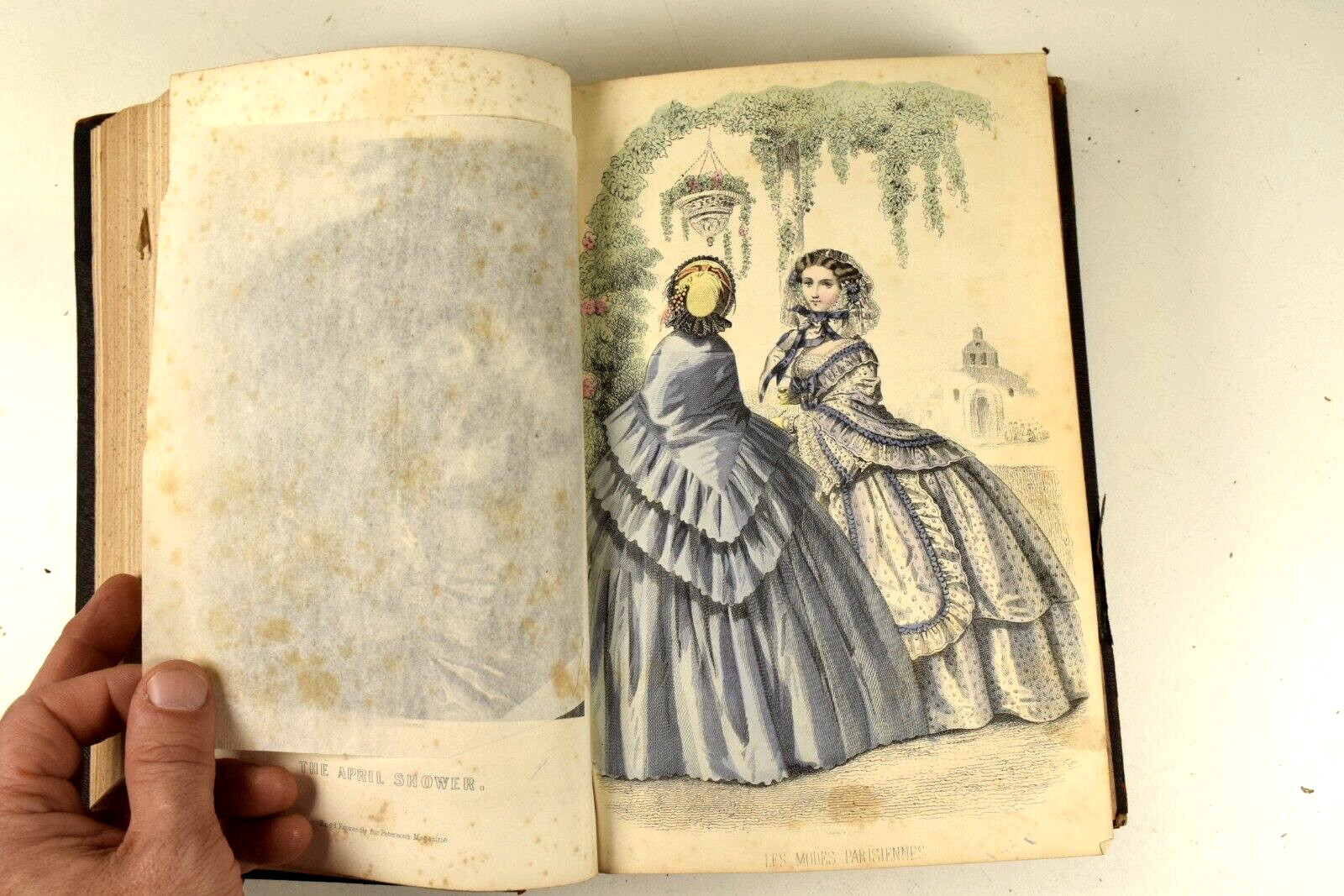 1859 Bound Peterson's Magazine Full Year w/ Hand Colored Engravings Sheet Music