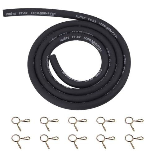 10FT Long Fuel Line 1/8" Gas Line + 10 Clamps for Kawasaki EZGO Snowmobile Lawn