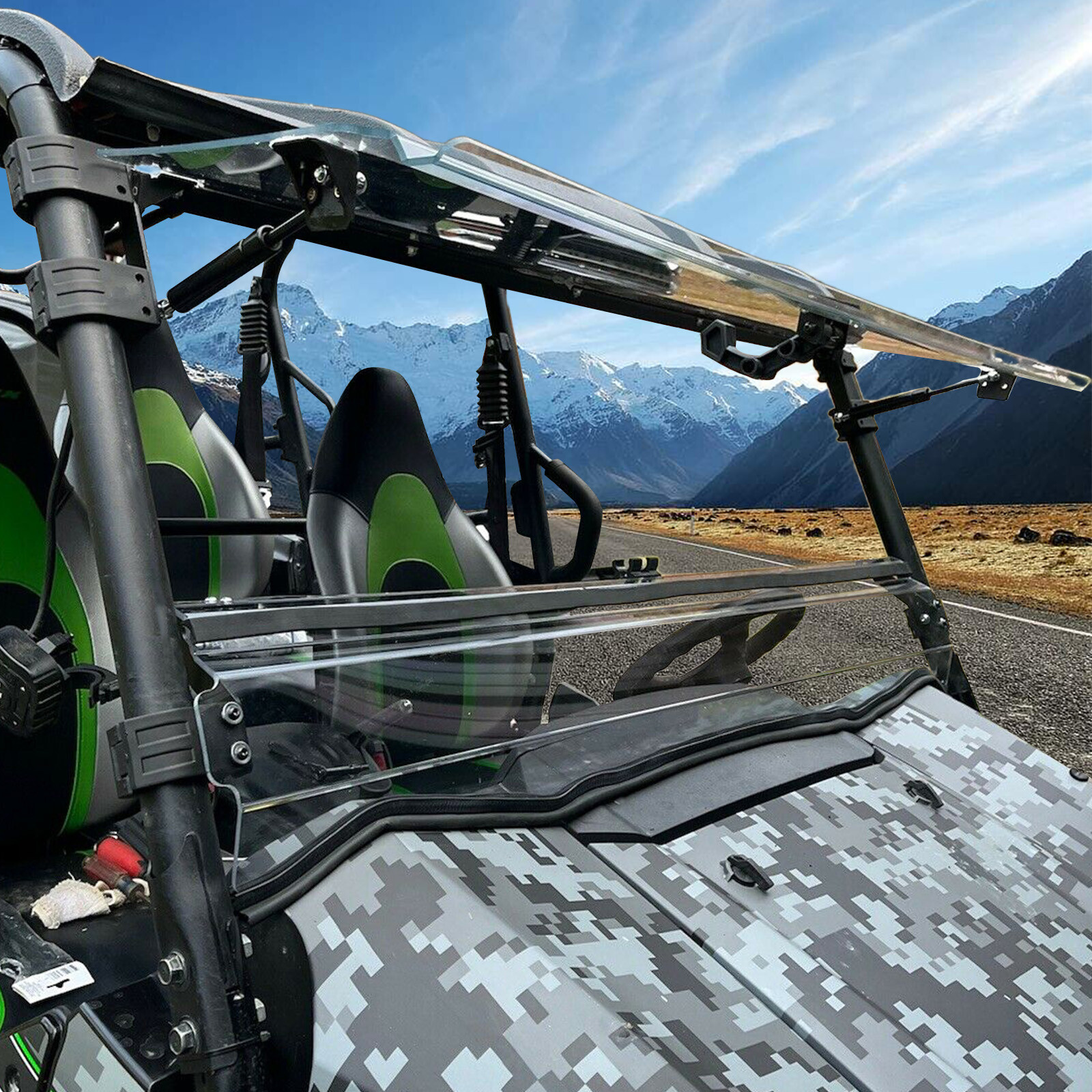 Folding Flip Windshield Scratch Resistant For Kawasaki Teryx 4 800/ 4 S ,2016-23