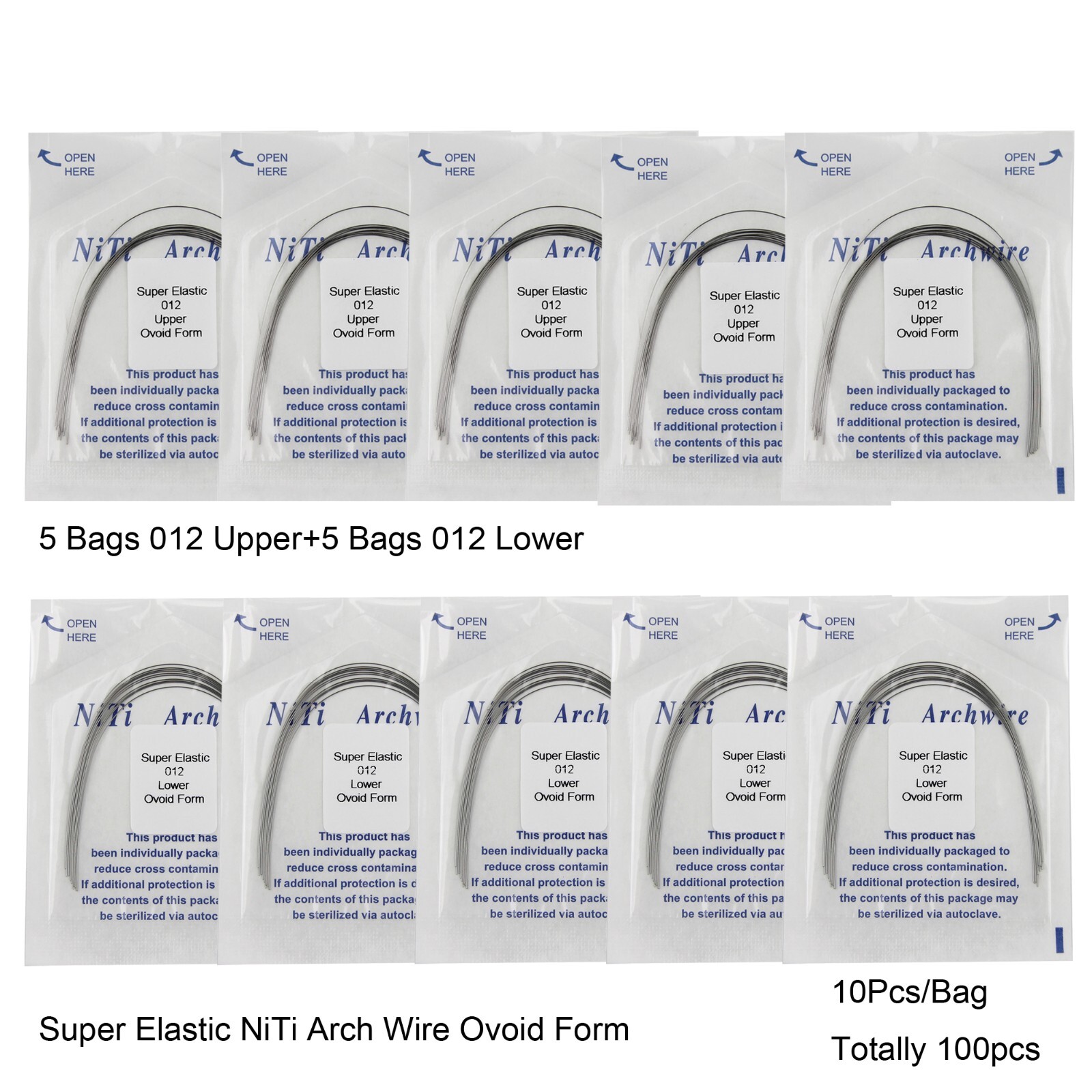 100pcs Dental Orthodontic Arch Wires Niti Rectangular Round Arcos de Ortodoncia