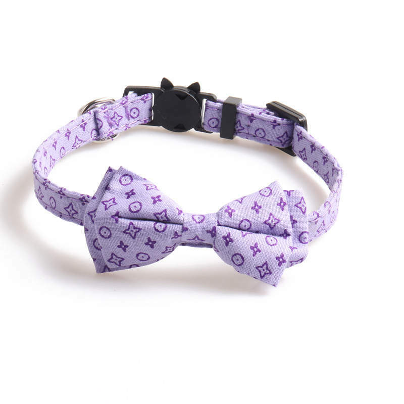 Check Plaid Cat Collar Breakaway - Bow tie Leopard Removable Kitten Silver Bell