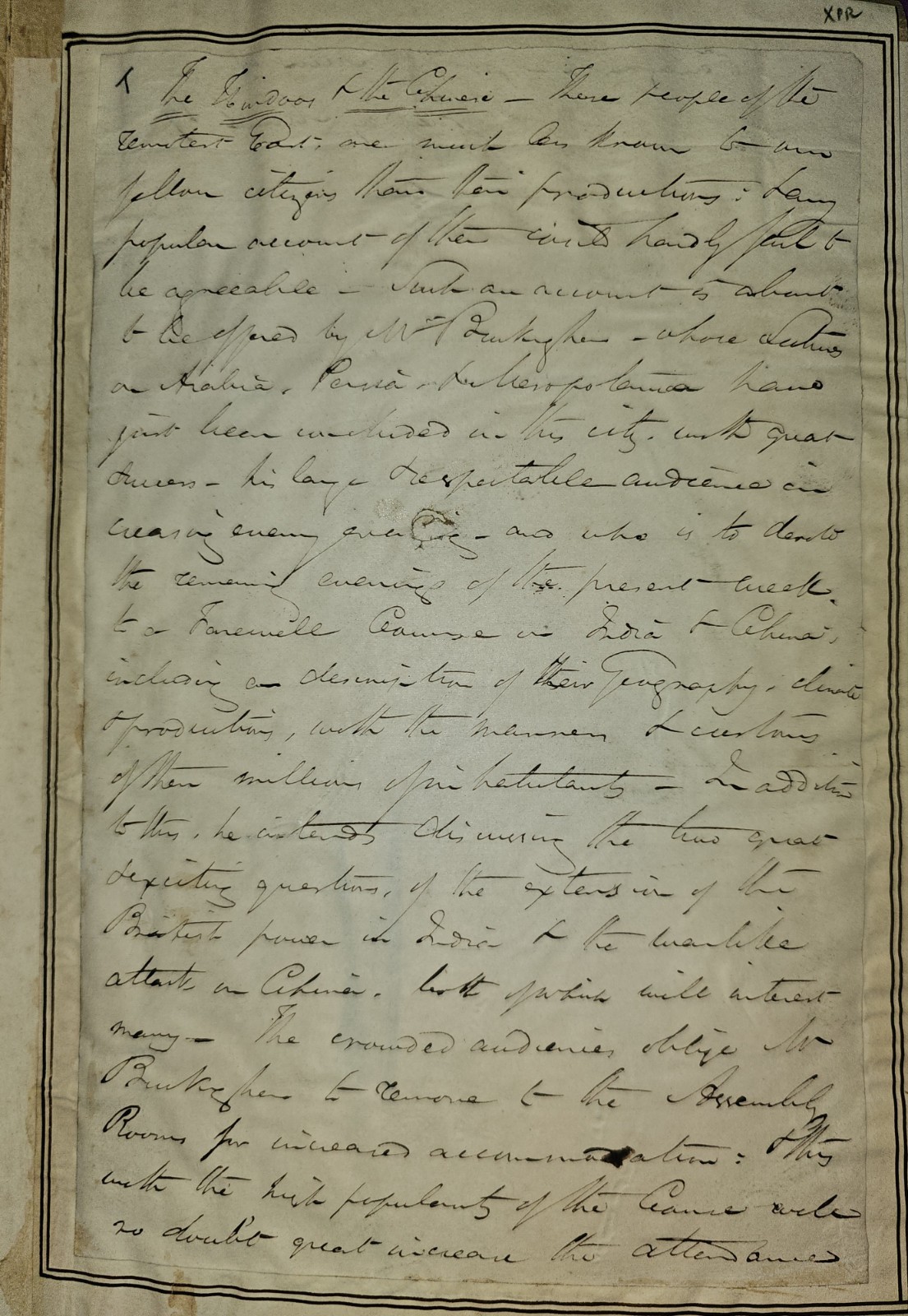 c.1830 J.S. Buckingham Autograph Manuscript Oriental Travel Lecture Notes