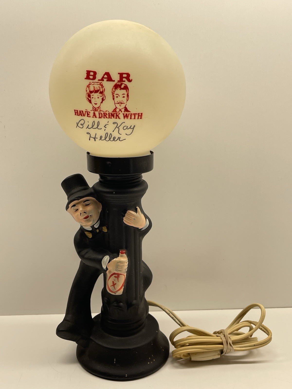 Vintage 11” Drunk Hobo Charlie Chaplin Light Pole Bar Lamp HAVE A DRINK  Tested