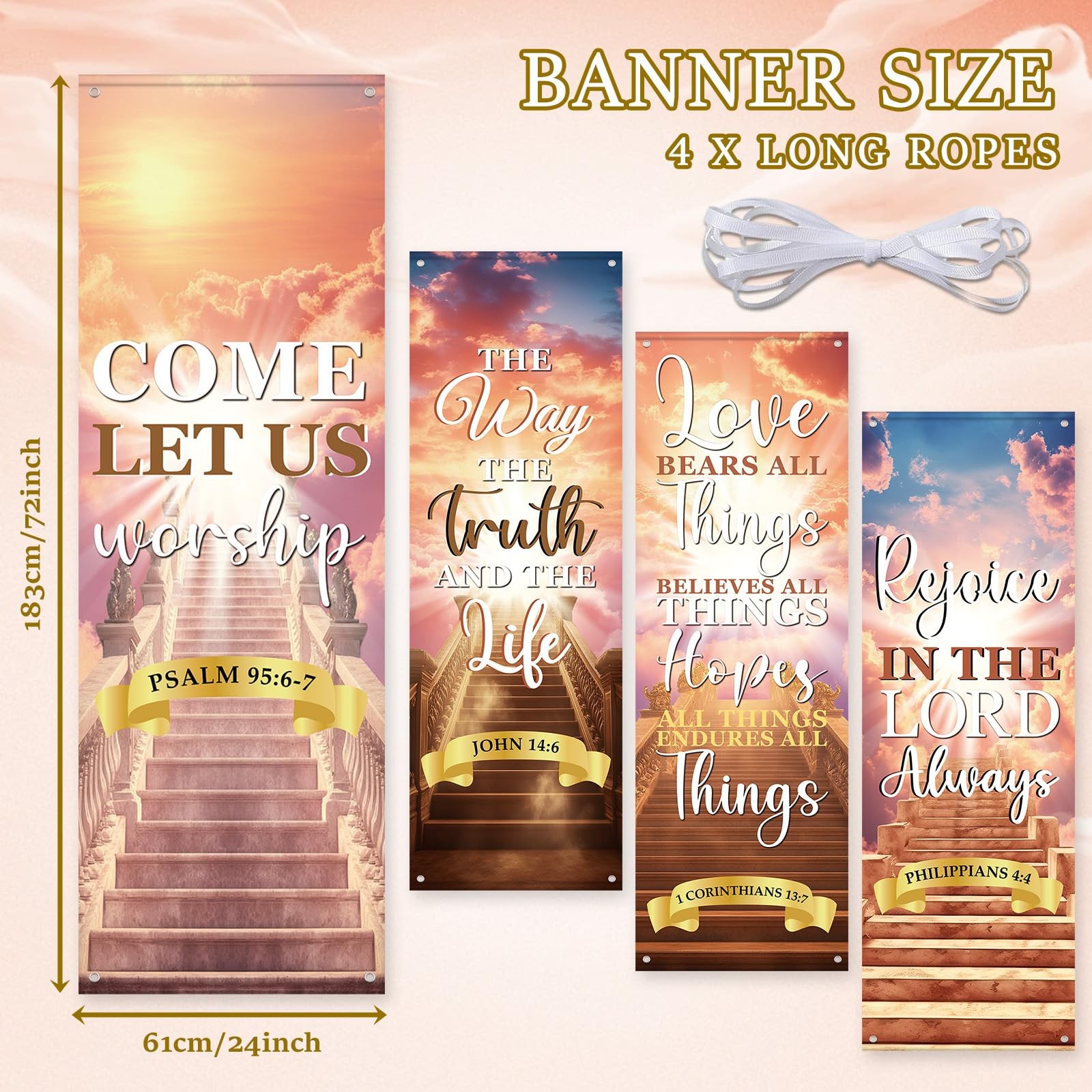 4Pcs Church Banners With Scripture Church Banners for Sanctuary Wall Worship ...