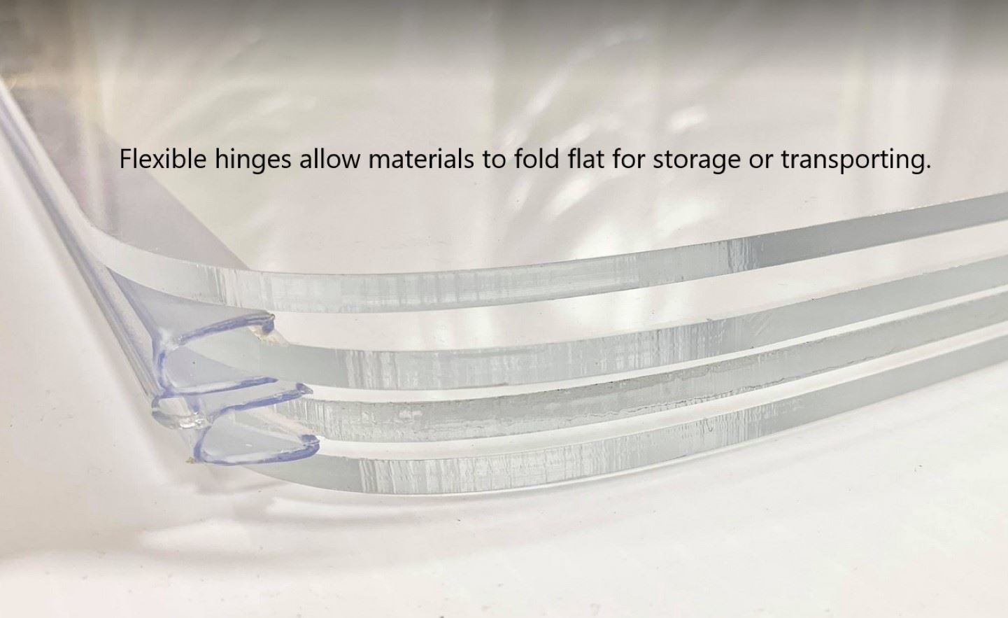 Clear PVC Piano Style LIVING HINGE for 1/4" (6mm) Material: No Screws or Glue