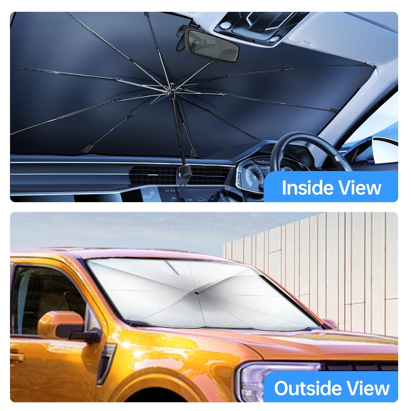 Universal Foldable Car Sun Shade Umbrella – Anti-UV Heat Shield for Sedans & SUV
