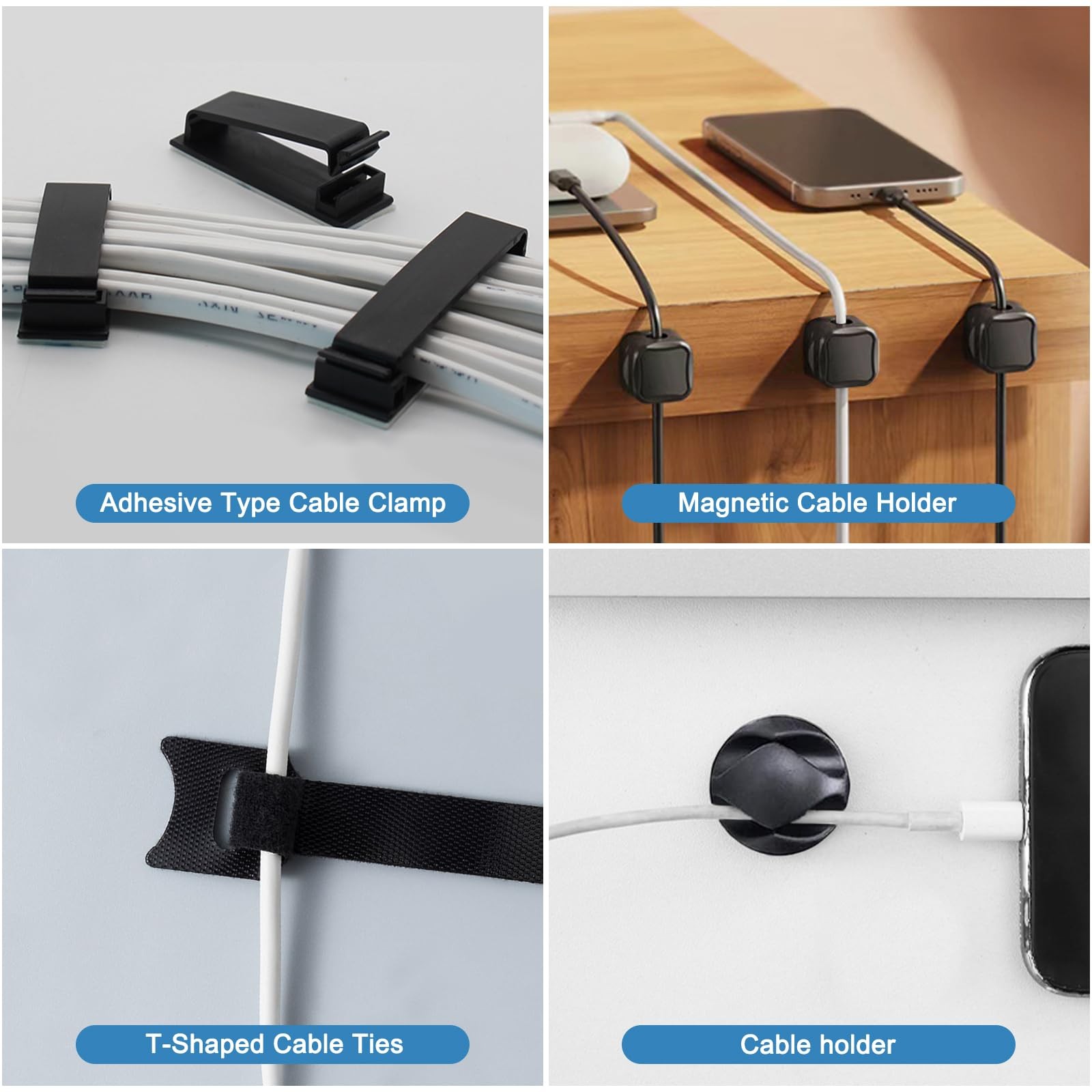 ENGYNC 52-Piece Under Desk Cable Management Tray Kit - 15.7’’ 52-Piece, Black