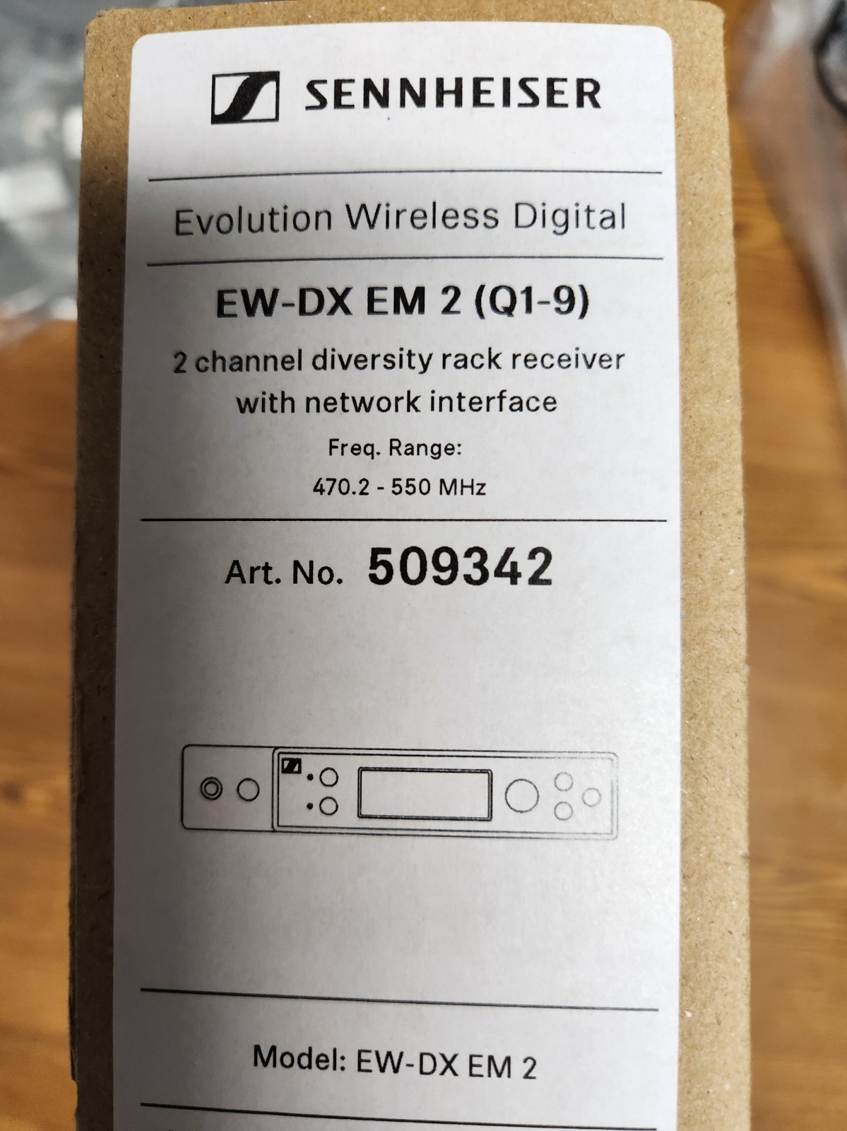 Sennheiser EW-DX EM 2 Two-Channel Digital Rackmount Receiver Q1-9: 470 to 550 Mh