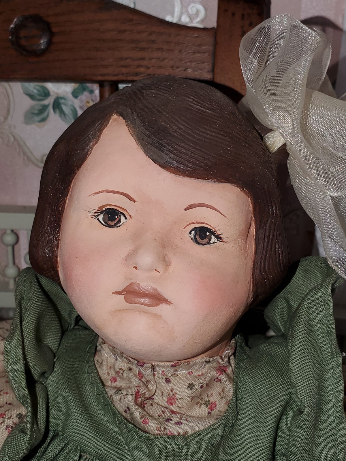 OOAK Folk Art Handmade 19” Paper Mache & cloth Twin dolls Sign Dorothy Shunke 09