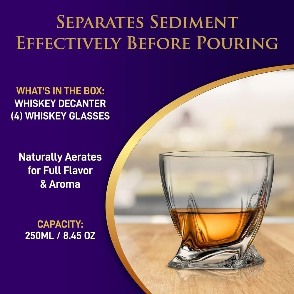 Nutrichef Home Bar Whiskey Decanter -Whiskey Glass Decanter Aerator Set, Elegant