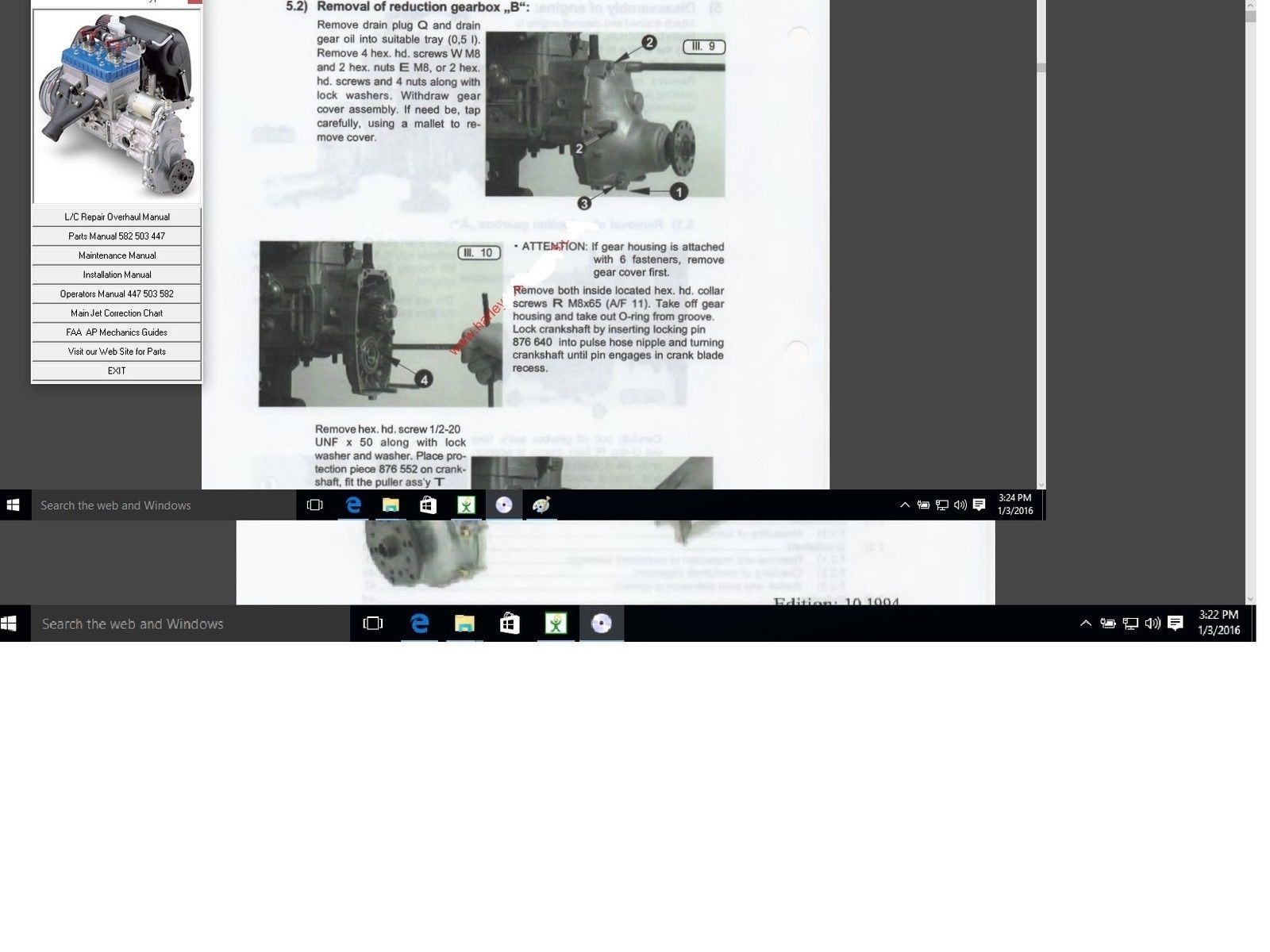 Rotax Service overhaul service manual 582 ultralight aircraft engine 462 532