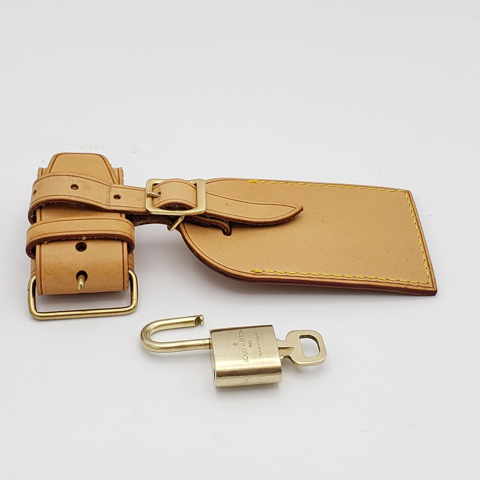 100% Authentic Louis Vuitton Luggage tag /Nametag with Gold Lock and Key