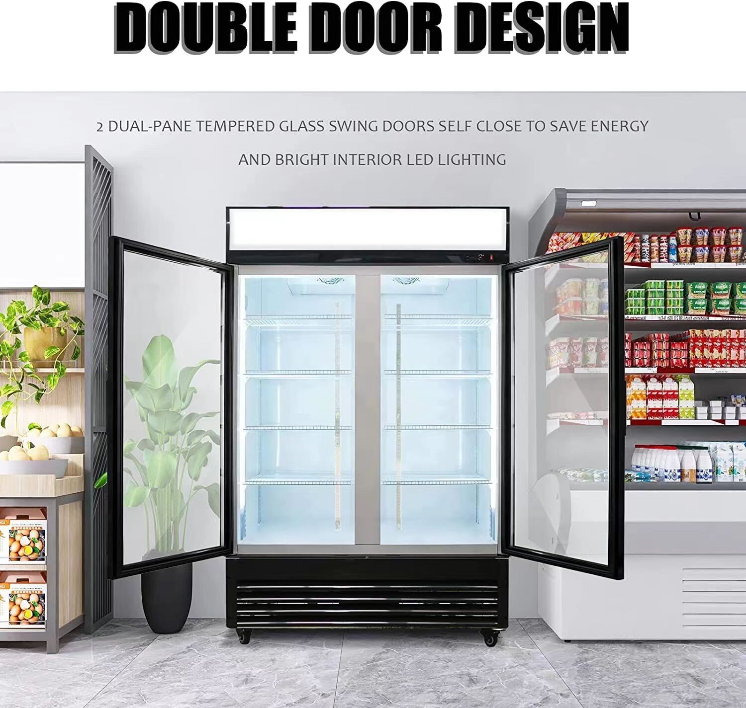 Fricool 2-Glass Door Merchandiser Refrigerator Beverage Cooler NEW