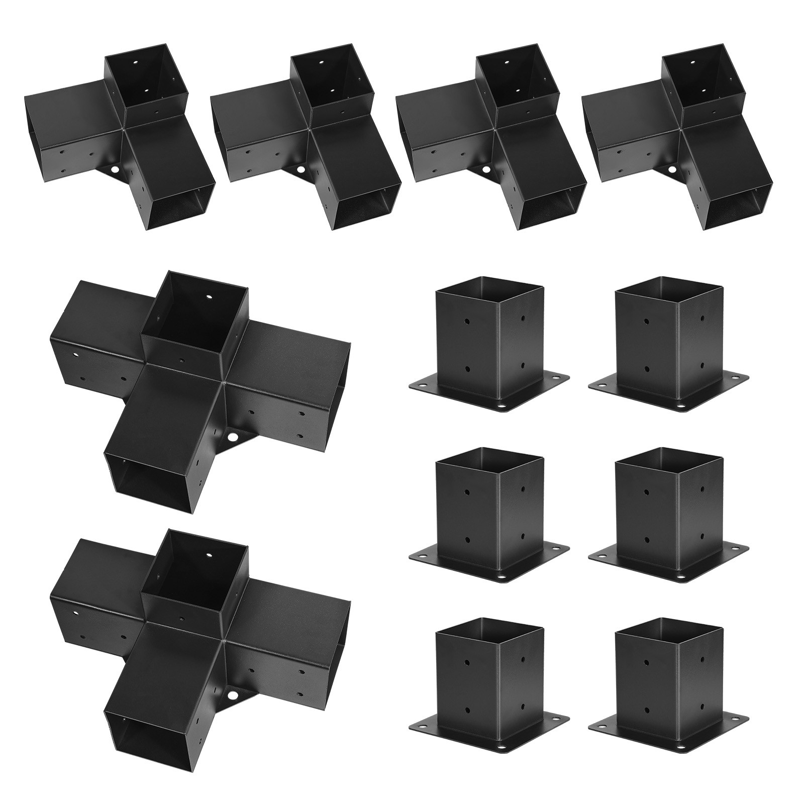 Uimoso 4x4 Pergola Bracket Kit 3.5x3.5 Inner, 3- & 4-Way Brackets with Bases