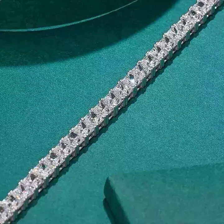 15.00Ct Princess Cut Lab Created Diamond Tennis Bracelet 14k White Gold Plated