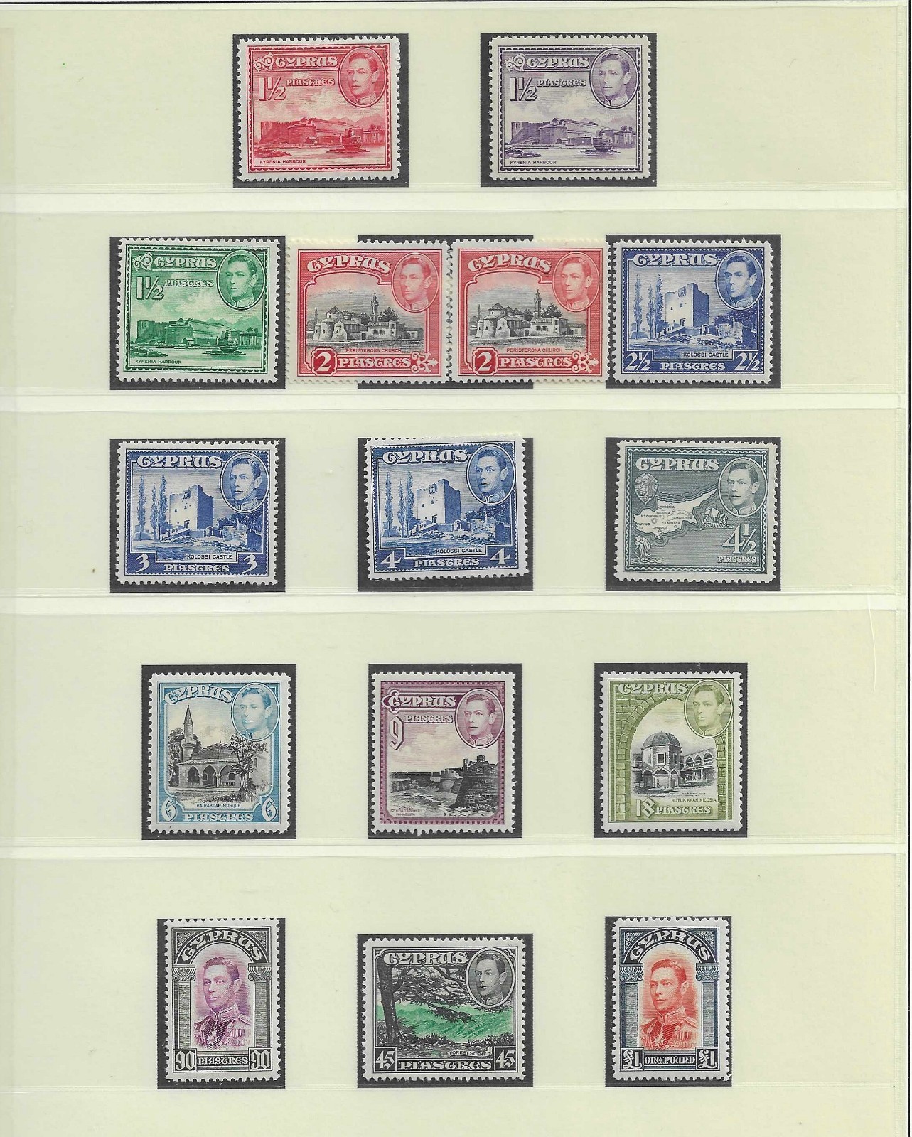 Cyprus KGVI 1937-38 Wmk Multi Script CA SG148-163 Complete MLH Sets- CV GBP270