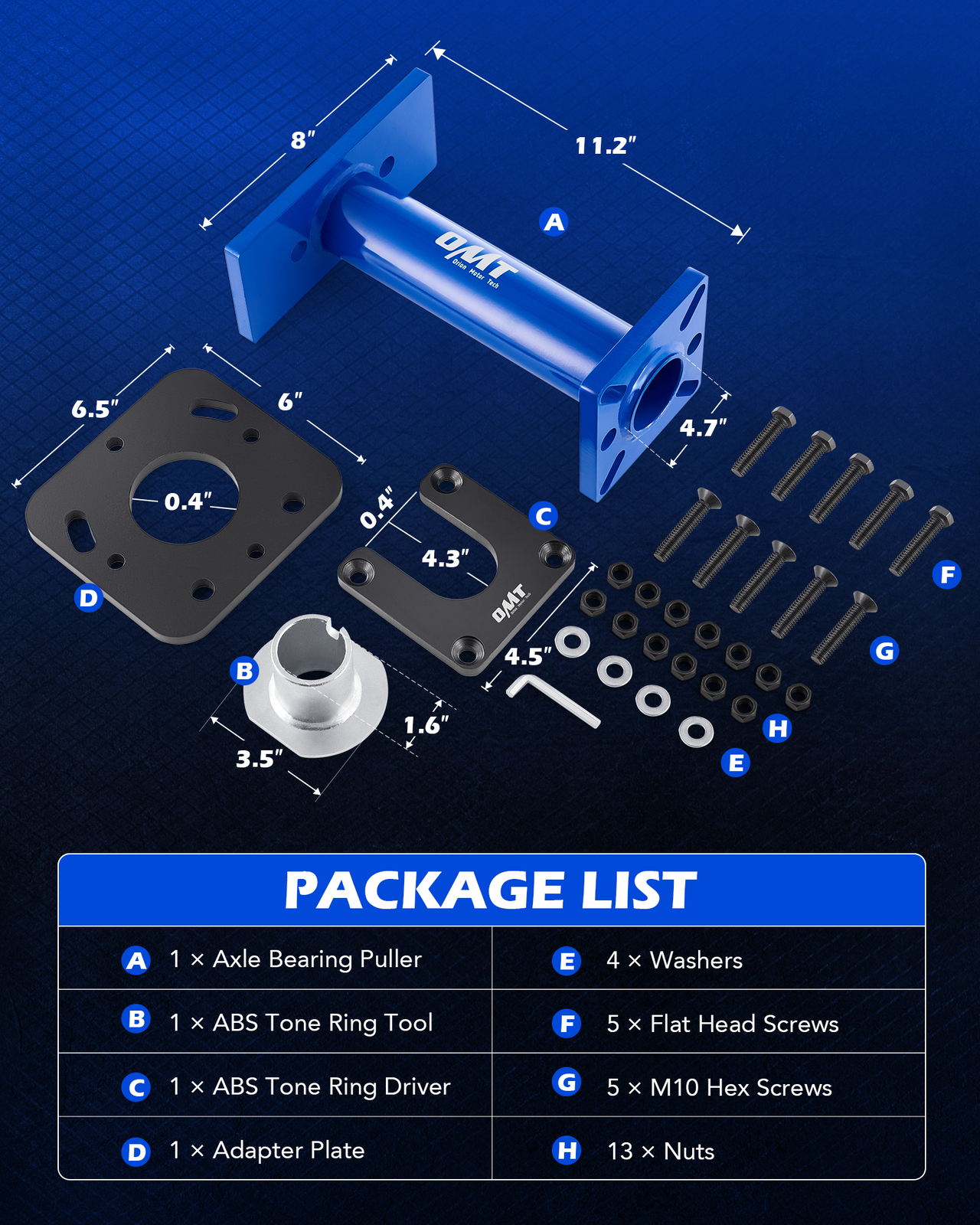 OMT Fit 1995-2020 Toyota w Tone Ring Tool Installer Rear Axle Bearing Puller Set