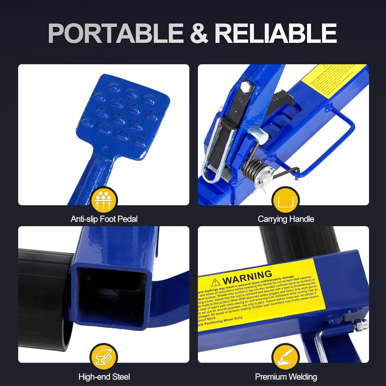 Car Dolly Jack Set of 2 Mechanical 1500-lbs Wheel Dolly for Vehicle Position