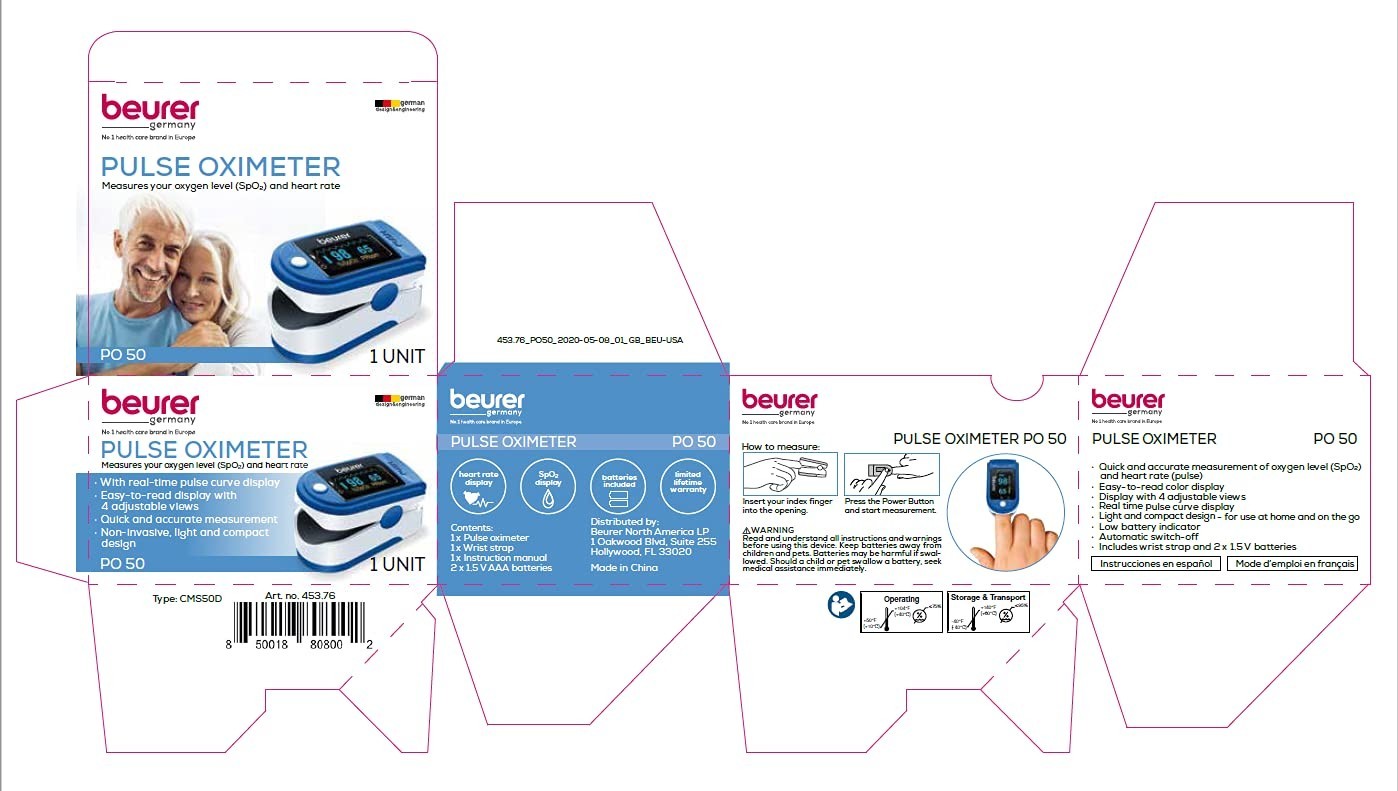 Beurer PO50 Fingertip PULSE OXIMETER, Blood Oxygen Saturation Heart Rate Monitor