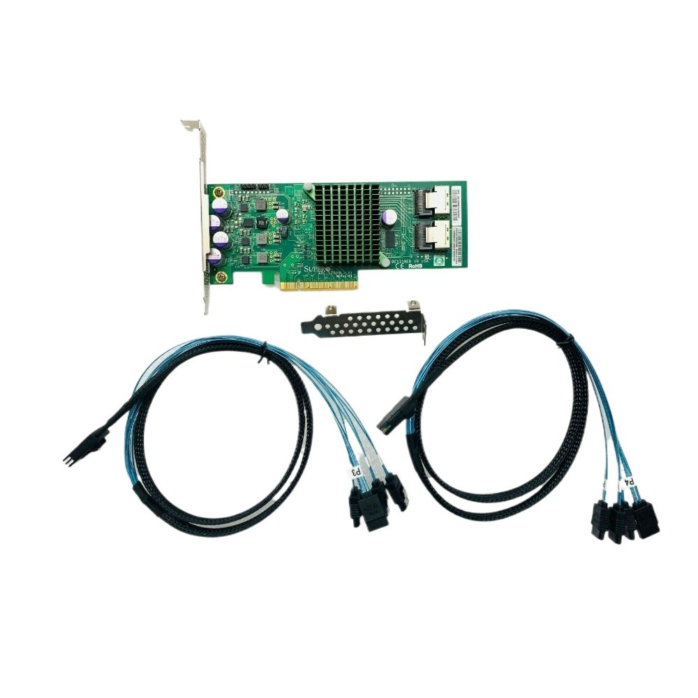 SuperMicro 9207-8I P20 8 Ports IT Mode PCIe 6Gb/s + 2*90CM SFF8087 SATA Cable US