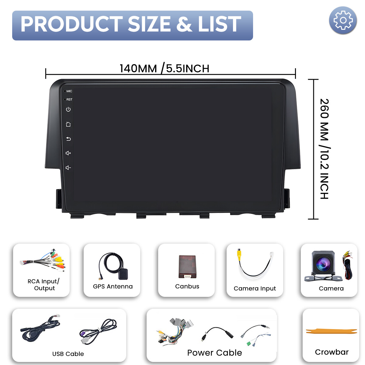 Apple Carplay Fit Honda Civic 2016-2020 Android 12 Car Stereo Radio Gps Wifi BT