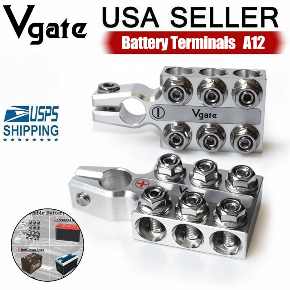Vgate A12 Battery Terminal 8AWG up to 4/0(XL) AWG Gauge for SAE/DIN/EN Tapered