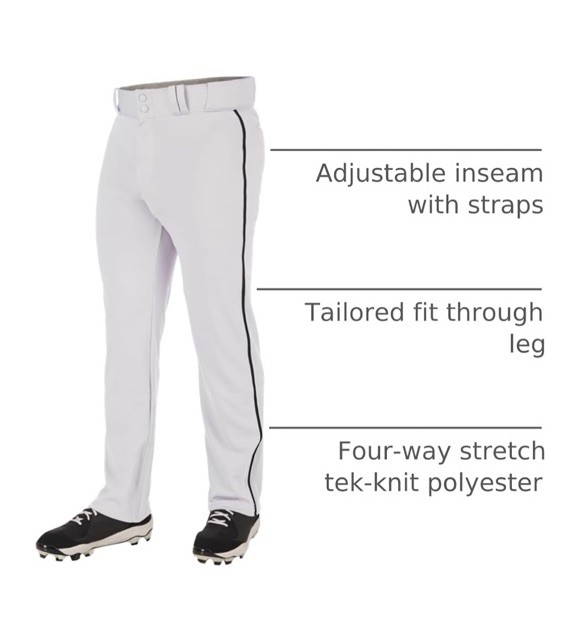 Champro Men’s Adult White With Black Piping Full Length Baseball Pant NWT