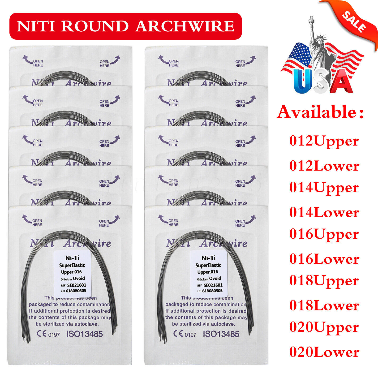 Arcos de Dental Ortodoncia Redondos Niti Arco de Alambre Su Arch Wire 0.99 USD