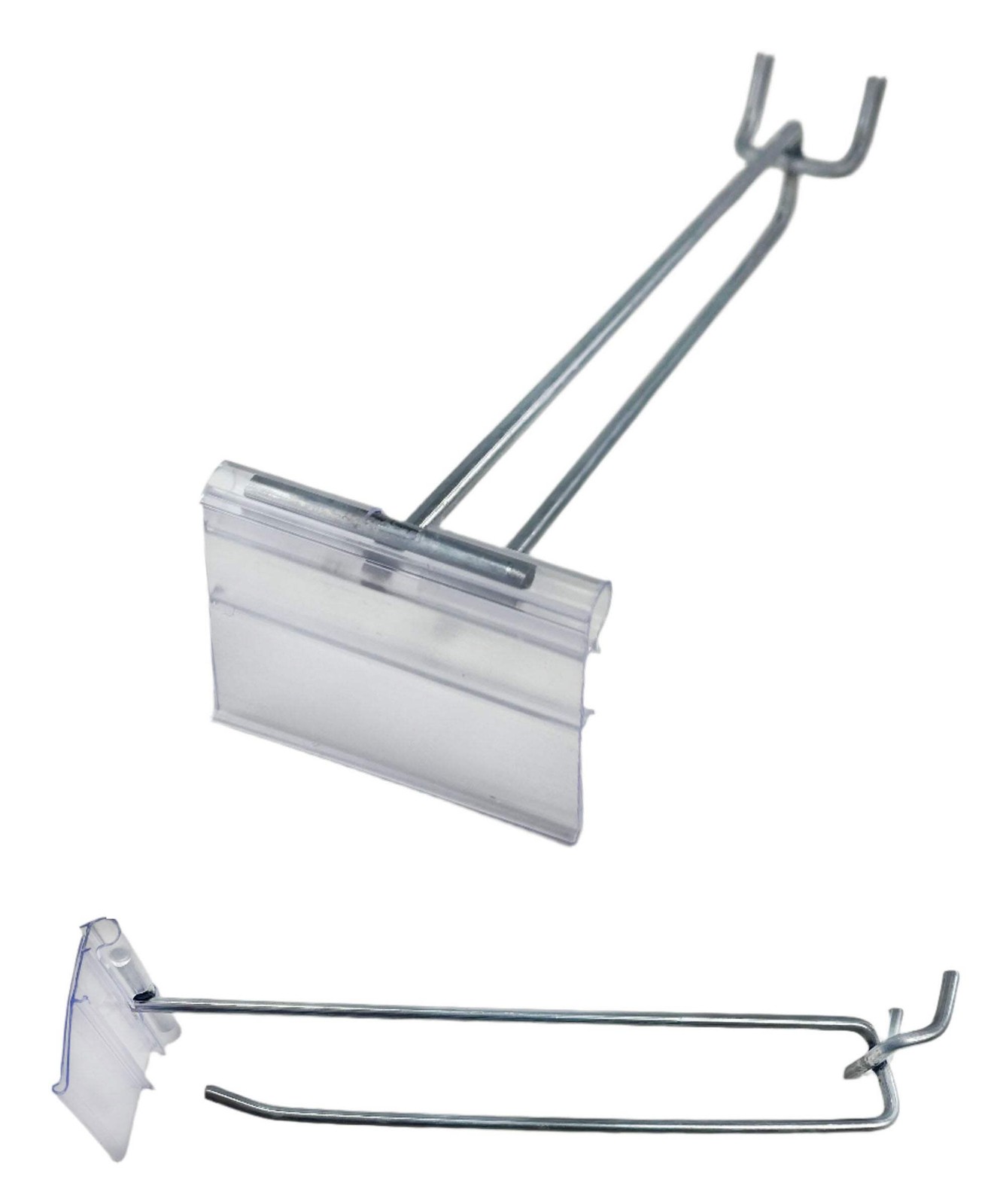 500 PACK 6 Inch Flip Scan™ Metal Peg Hooks w/Label Holder 1/8" to 1/4" Pegboard