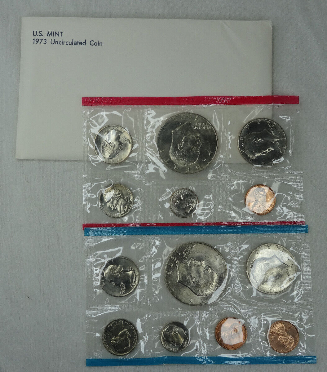 1970-1979 Lot of 10 US Mint P & D Sets Decade 118 Coins Original Mint Envelopes