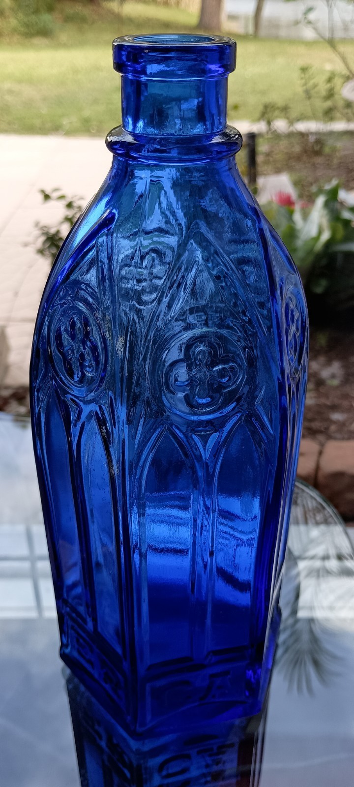 Antique 9.75" CARTER's Cathedral Master INK Bottle, Cobalt Blue Glass - DRILLED