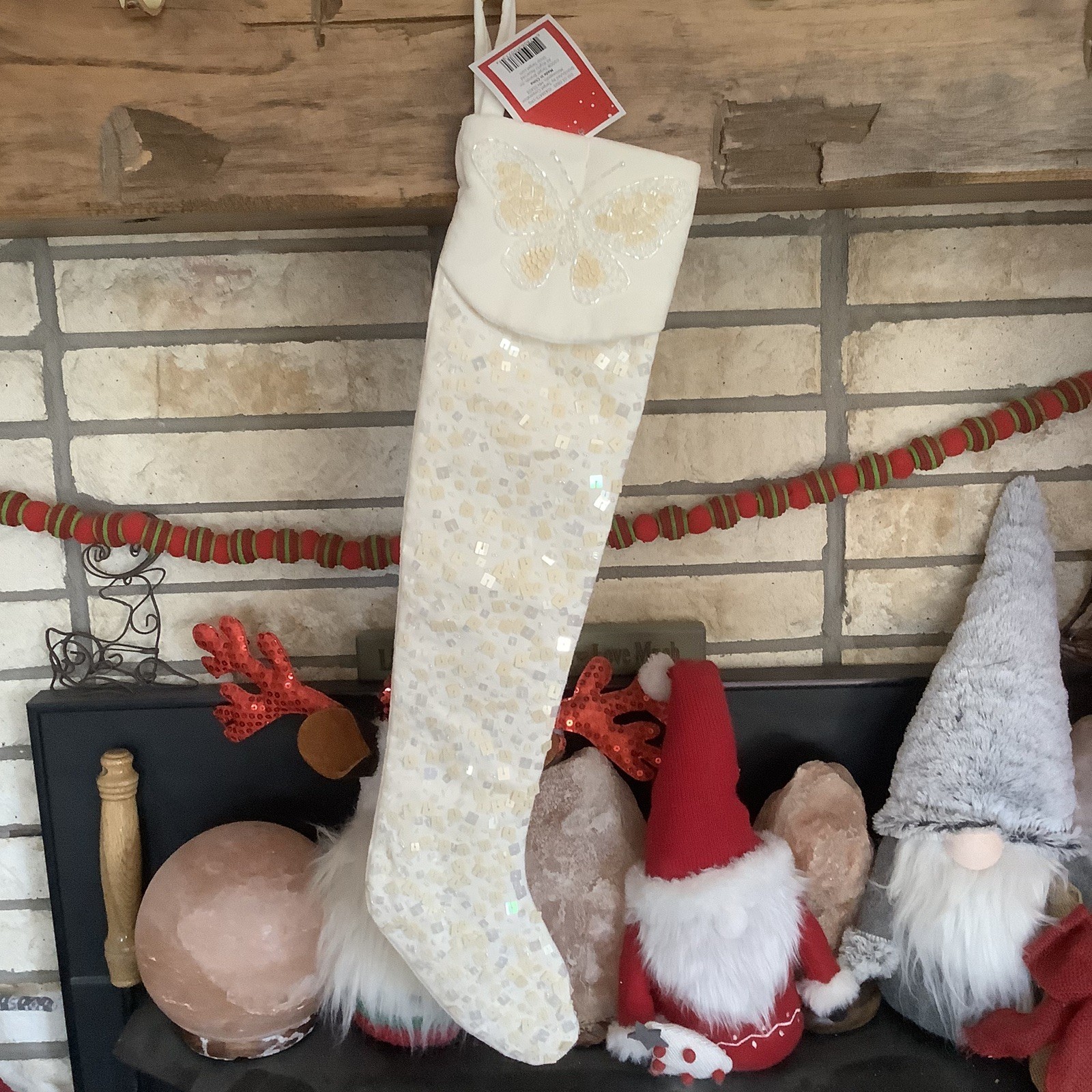 1 Vintage Target Pink OR Green Butterfly Christmas stocking Sequin Sequins