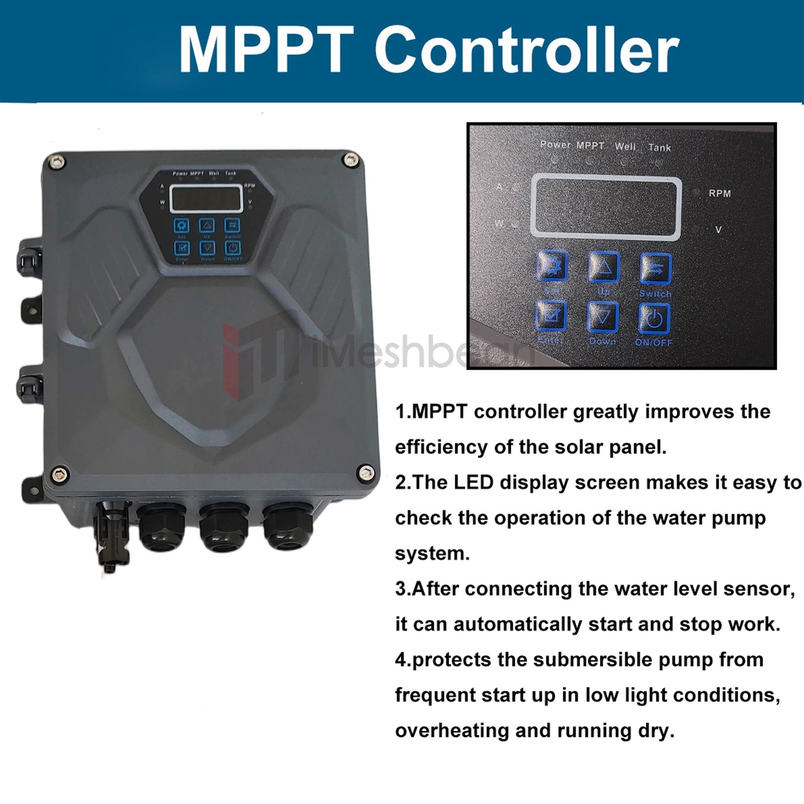 3" AC/DC Solar Powered Bore Well Water Pump 1HP Submersible Hybrid Deep 110/220V