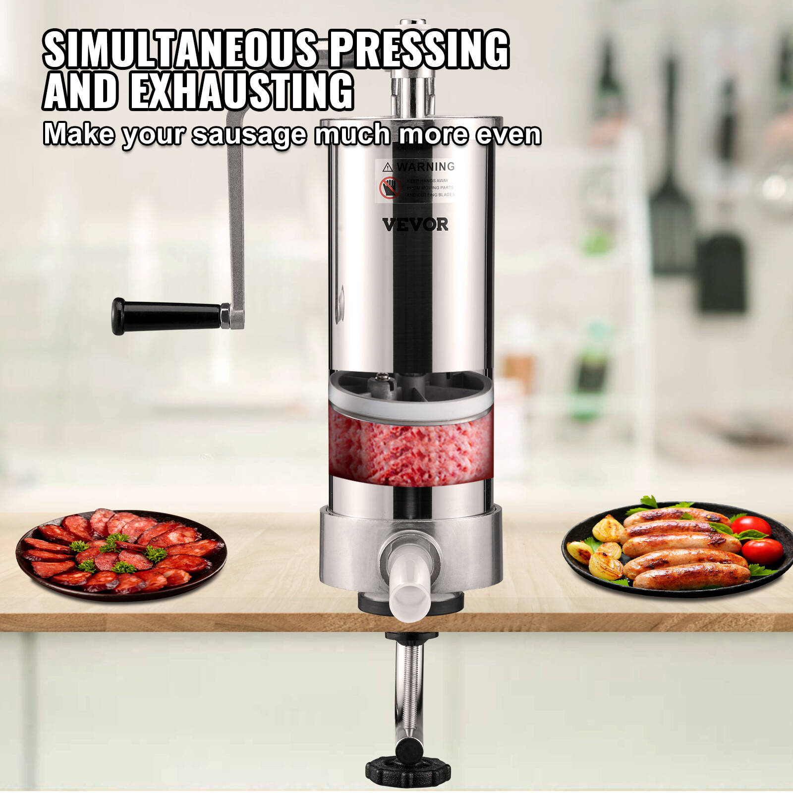VEVOR Sausage Stuffer 3L Vertical Sausage Maker Meat Maker Press Stainless Steel
