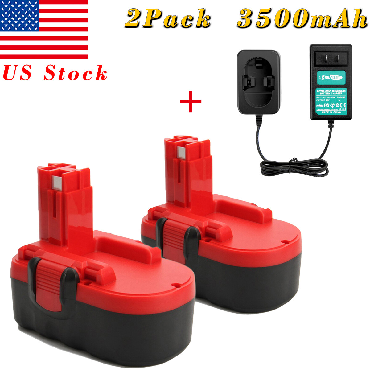 For Bosch BAT025 BAT026 BAT160 BAT180 GSB 18VE-2 18V 3.5Ah Ni-MH Battery/Charger