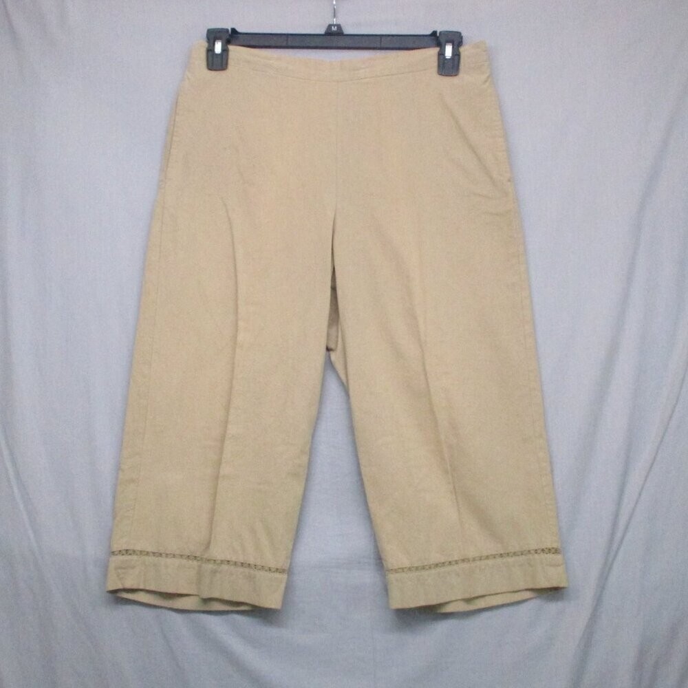 Alfred Dunner Gaucho Capri Pants 100% Cotton Beige Women Size | 12P