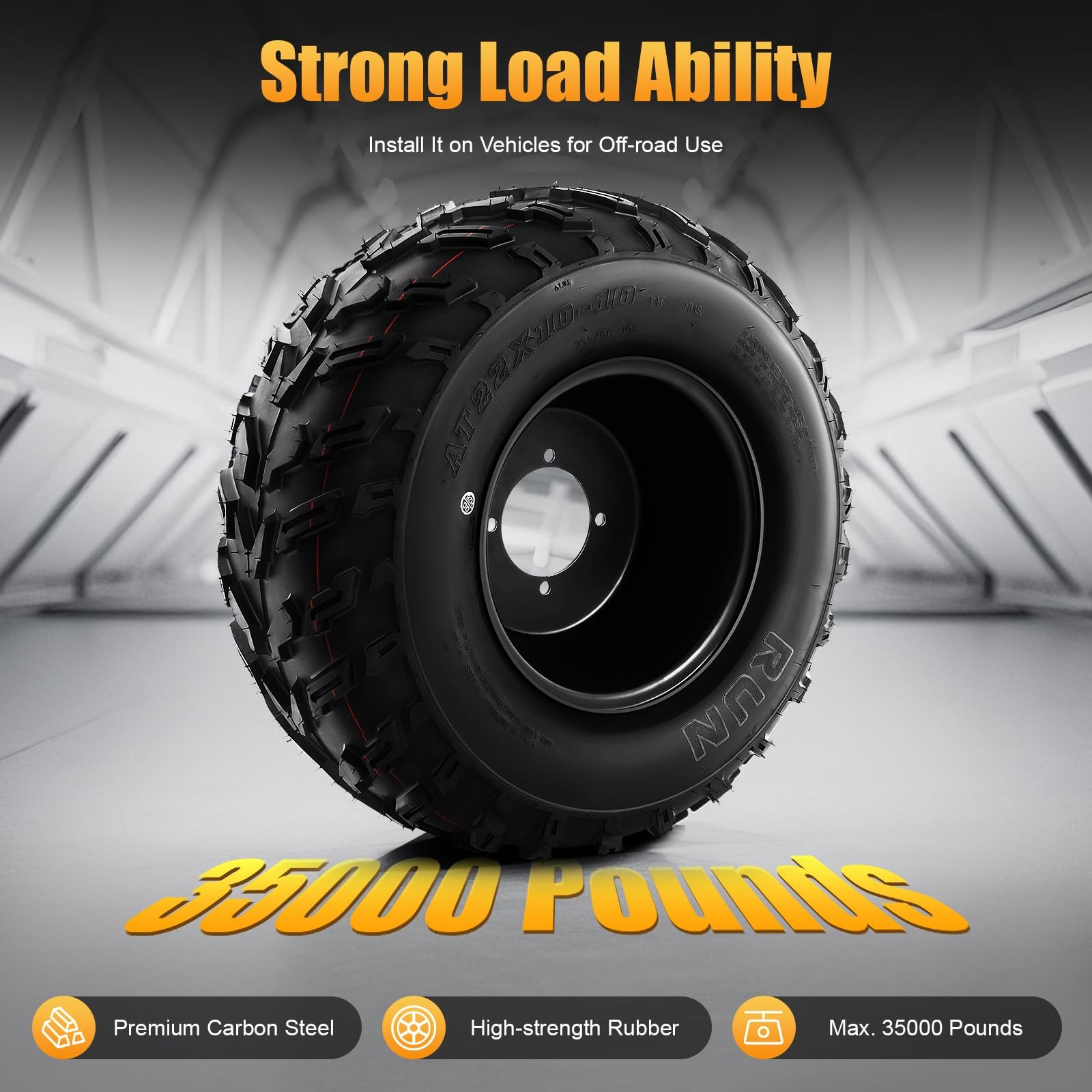 All Terrain ATV Tire 21.65x9.06 Inch Inflatable 6-Layer Rubber 35000lbs