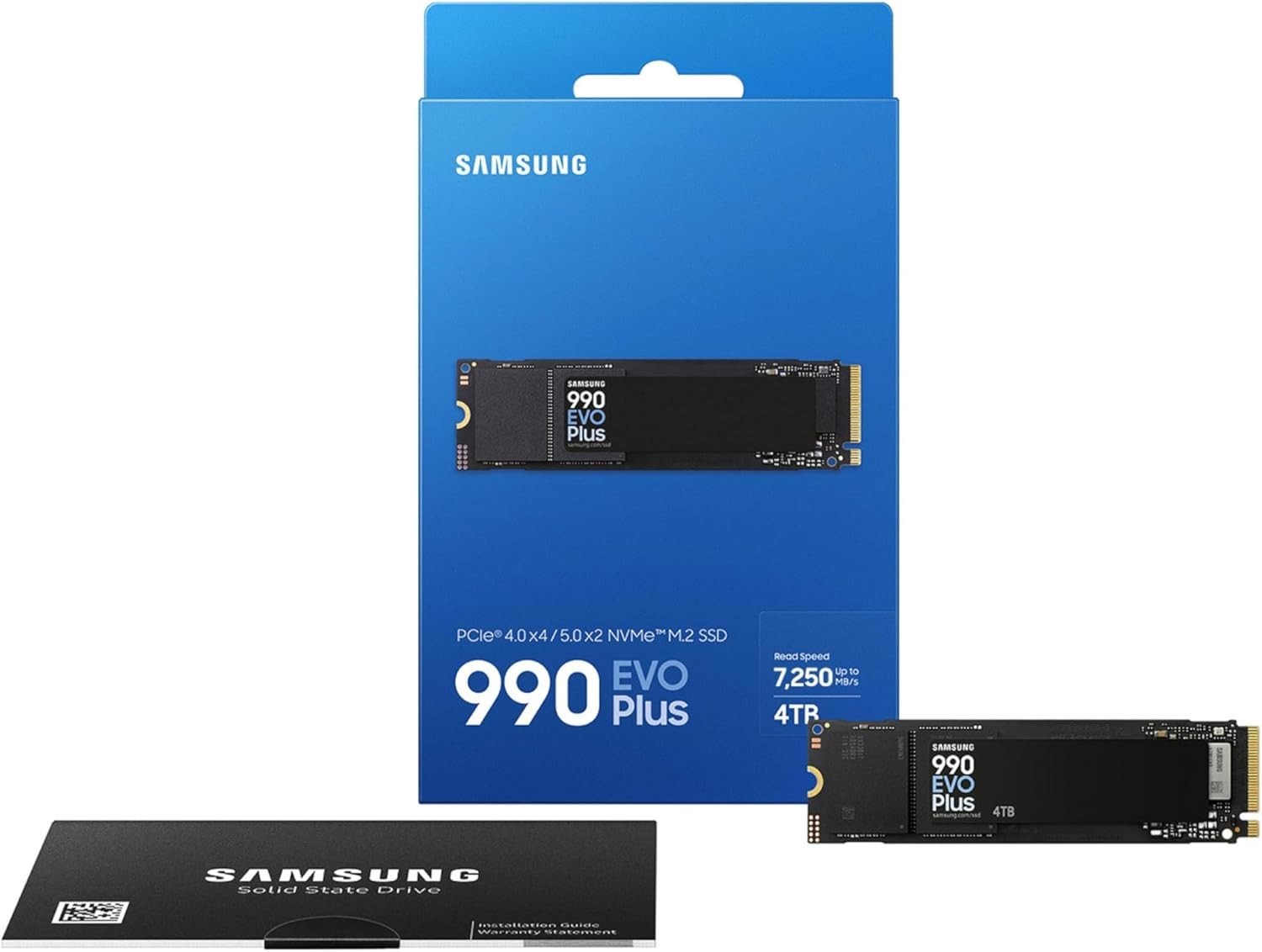 Samsung 990 EVO Plus SSD 4TB, PCIe Gen 4x4 | Gen 5x2 M.2, Speeds Up-to 7,250 MB/