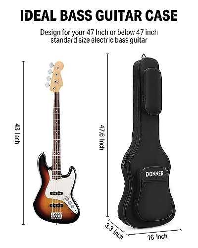 47 Inch Bass Guitar Case, 0.4 Inch Thick Padding Bass Bag 47 inch-10mm Thick