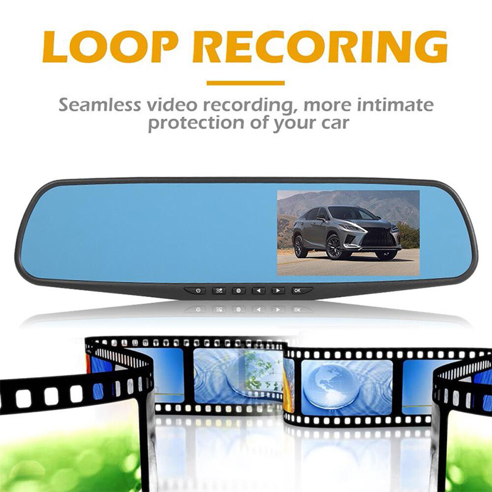 4.5" Car Backup Camera Mirror Dash Cam Recorder Rear View Reverse Parking System