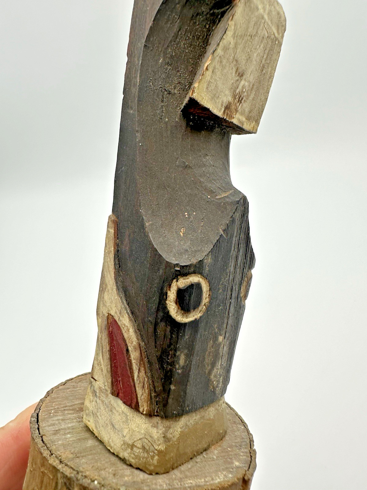 Old 12 1/4" Pacific Northwest Coast Carved Cedar Totem - Antique Native American