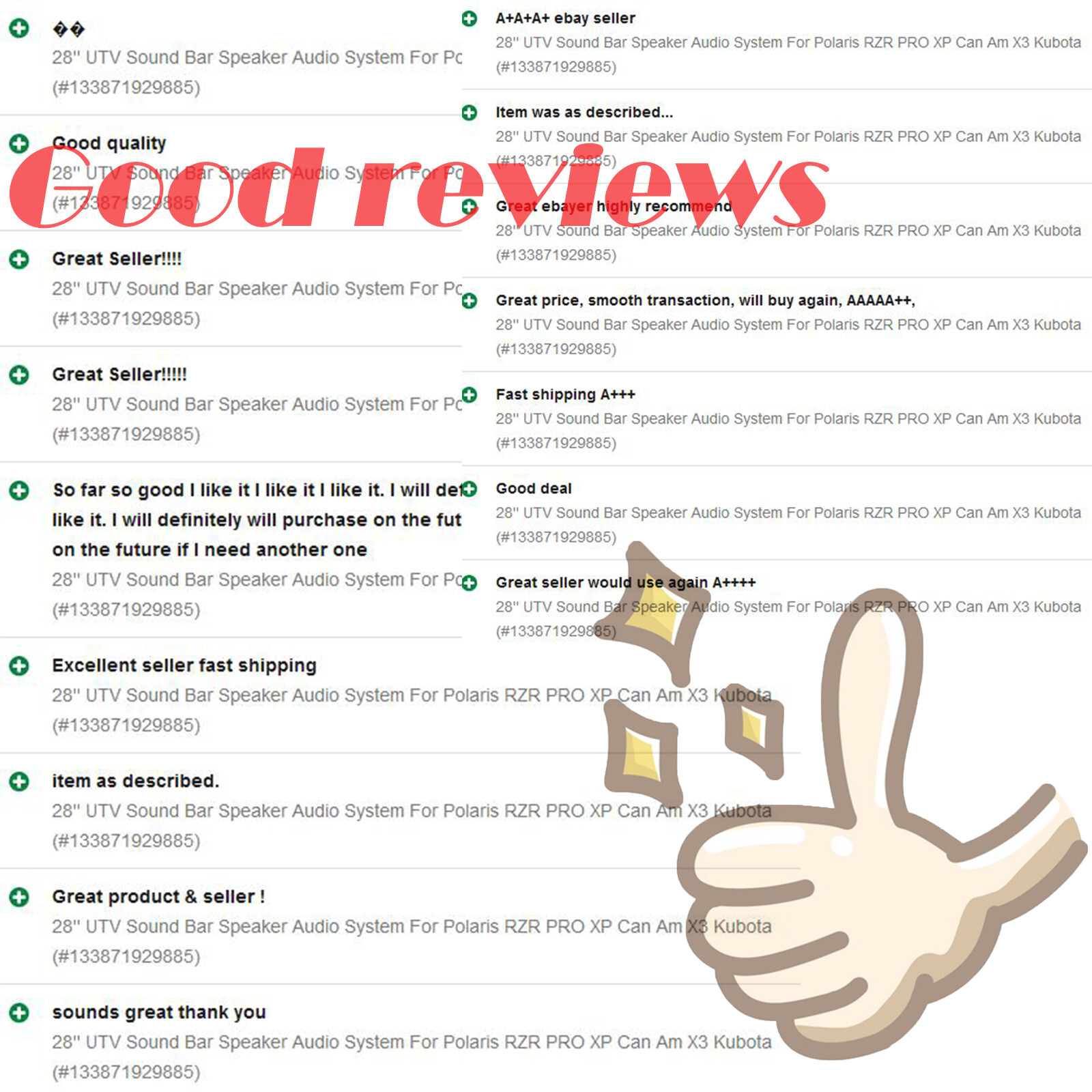 KEMIMOTO 28 In UTV Soundbar Bluetooth 2X Tweeter 4X Subwoofer Sound Bar Wireless