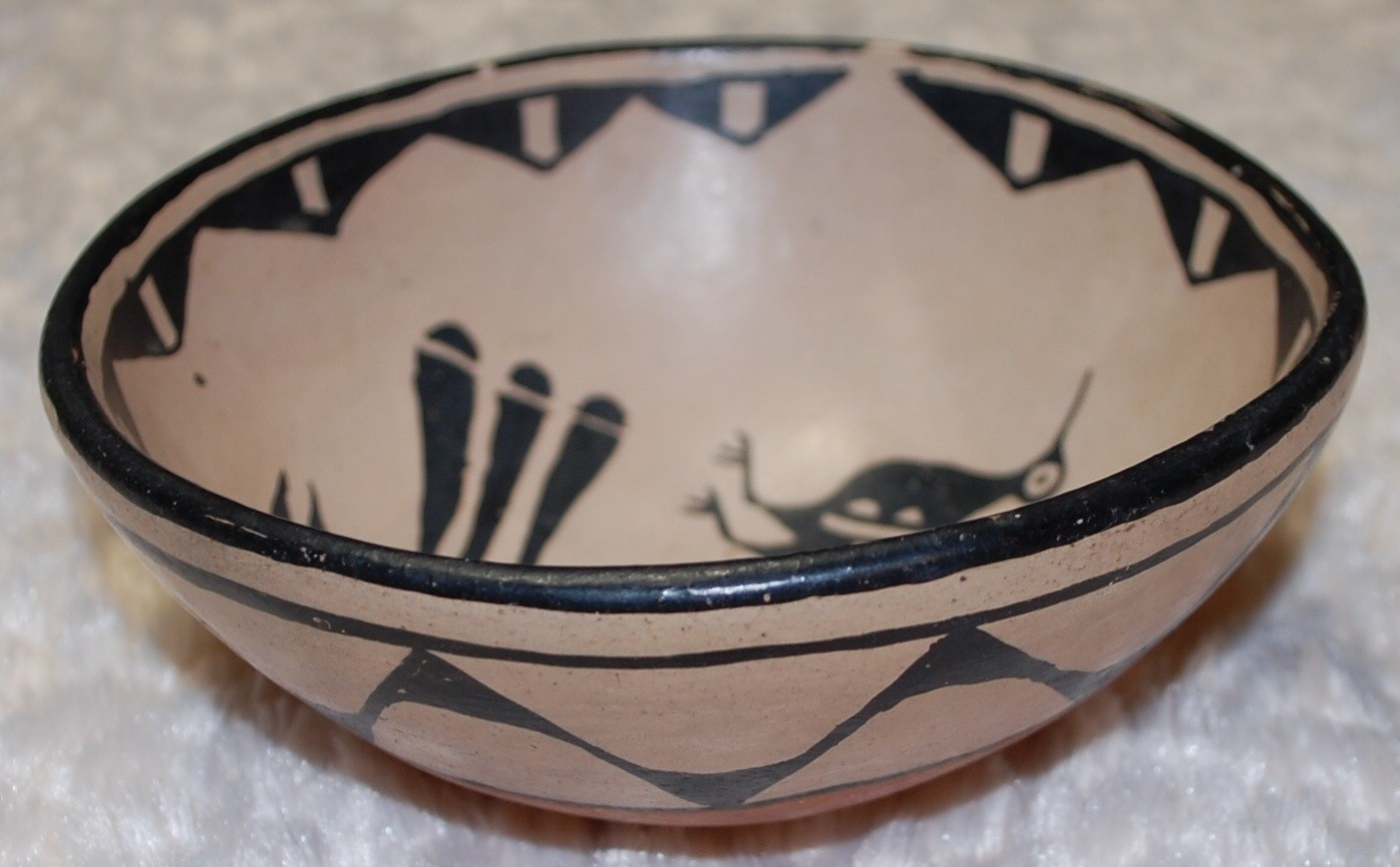 Early Cochiti Pottery Bowl with two beautiful painted Birds-ca. 1920-1930's