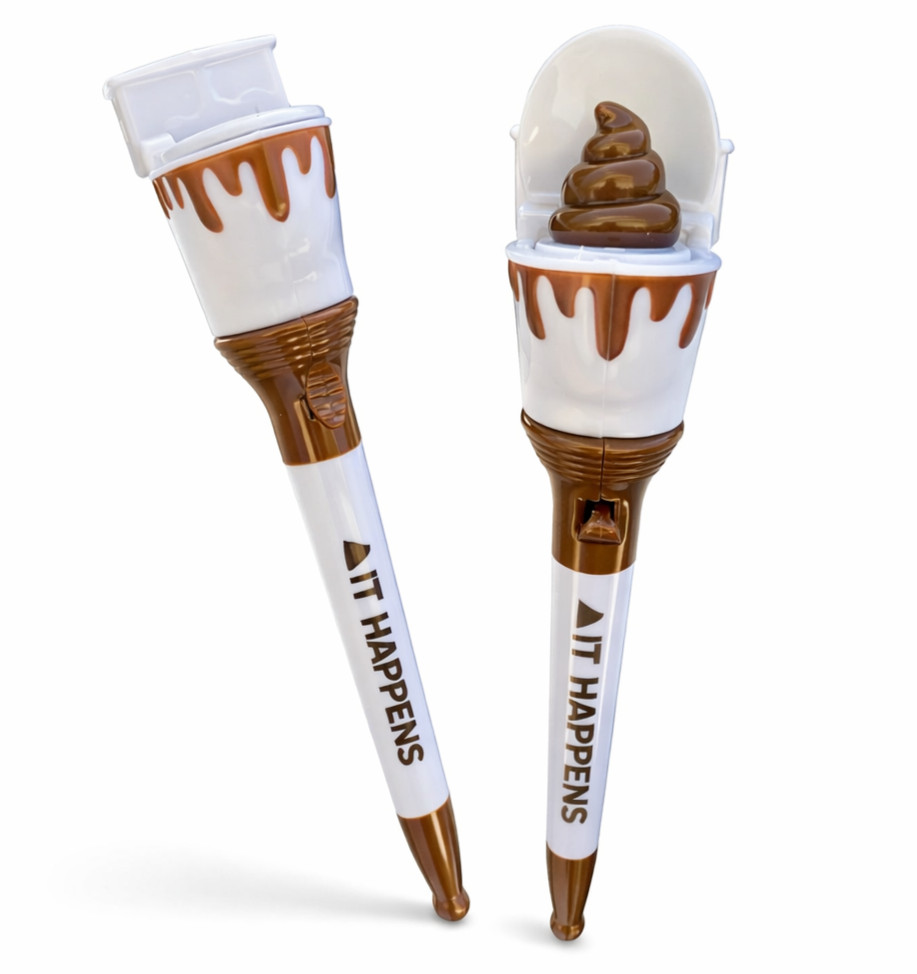 POOP IT HAPPENS PEN 🚽😂 Toilet Seat Pop Up Crap Emoji Office Gift Prank Poo GaG
