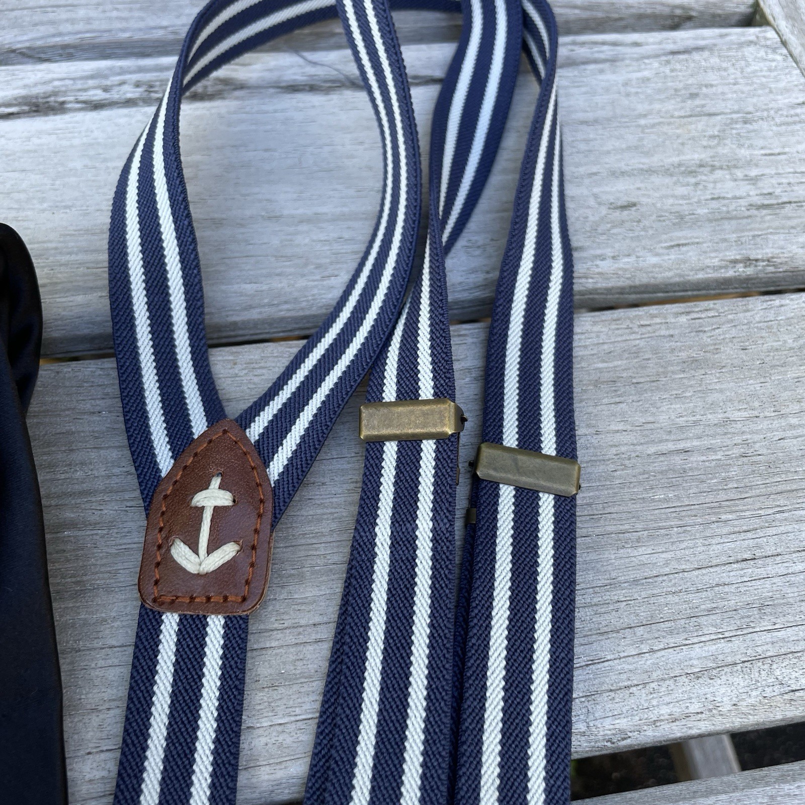 Boy's J CREW CREWCUTS Lot of 2 Neckties and Suspenders Navy Purple Stripe 2.5x52