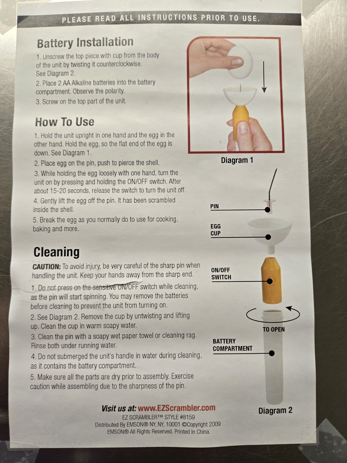 EZ Scrambler Egg Scrambler New in Box